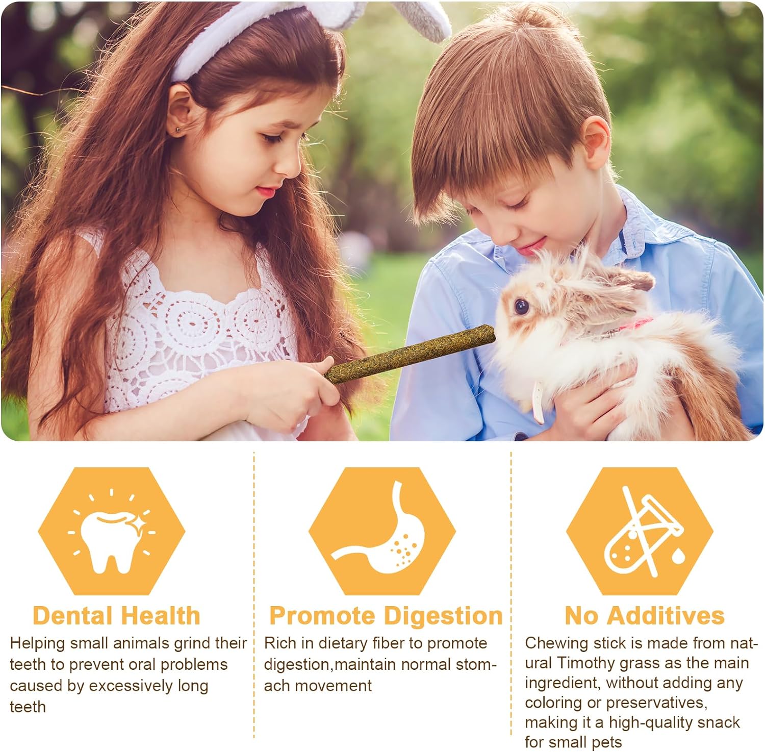 52Pcs Rabbit Chew Sticks, Guinea Pig Toys, Natural Timothy Grass Molar Teeth Stick, Mixing Flowers, Roses, Calendula and Forget Me Not, Small Animals Treats