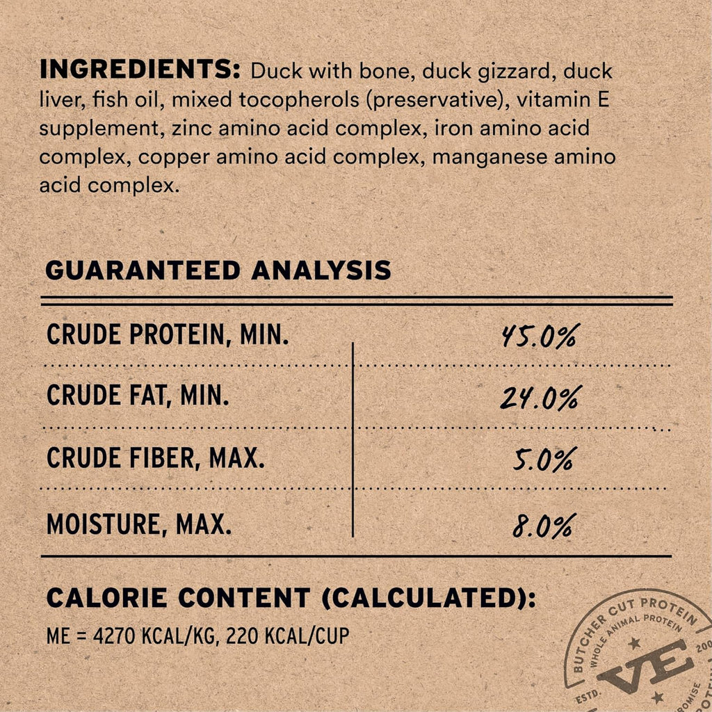 Vital Essentials Freeze-Dried Raw Duck Meal or Mixer Dog Food Crunchy Mini Nibs, 25 oz