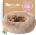 Bedsure Calming Dog Bed for Small Medium Dogs - Donut Washable Medium Puppy Bed, 27 inches Anti-Slip Round Fluffy Plush Faux Fur Pet Bed, Camel