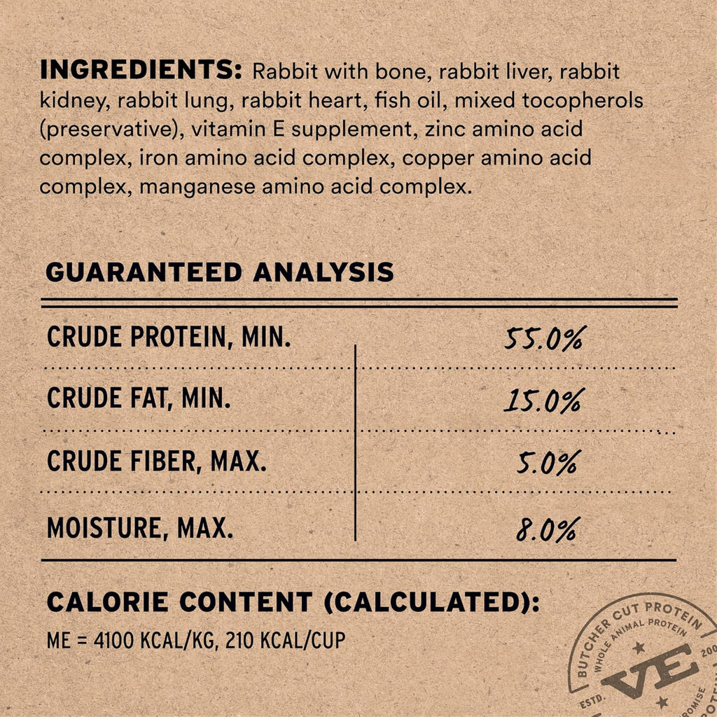 Vital Essentials Freeze-Dried Raw Rabbit Meal or Mixer Dog Food Crunchy Mini Nibs, 25 oz