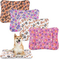 4 Pack Ultra Soft Dog Cat Bed Mat with Cute Prints Reversible Fleece Dog Crate Kennel Pad Cozy Washable Thickened Hamster Guinea Pig Pet Bed Mat for Small Animals(30 x 22 Inches,Vivid Color)