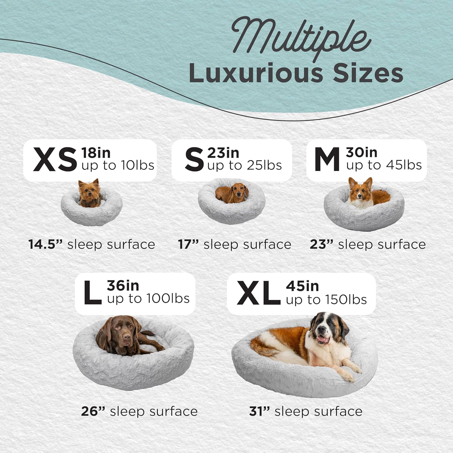 Best Friends by Sheri Original Calming Donut Dog and Cat Bed, Lux Faux Fur, Gray, (30in x 30in) - Anxiety Relief for Pets Up to 45 lbs