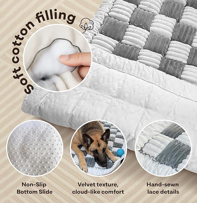 APetsPlanet Dog Bed for Car Back Seat Extender - Non-Slip Backseat Cushion for Dogs - Travel Plush Pet Mat Topper for Cars, Trucks, SUVs - Machine Washable Pad Blanket - Grey Plaid, 54" x 24.8"