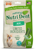 Nylabone Nutri Dent Dog Dental Chews, Natural Teeth Cleaning Treats & Breath Freshener for Dogs, Fresh Mint Flavor, Mini (78 Count)