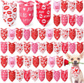 Weewooday 50 Pcs Dog Bandanas Bulk for Dogs Soft Bibs Adjustable Triangle pet Bandana for Small Medium Large Costume(Heart Pattern,31.5 x 21.7 x21.7 Inch)