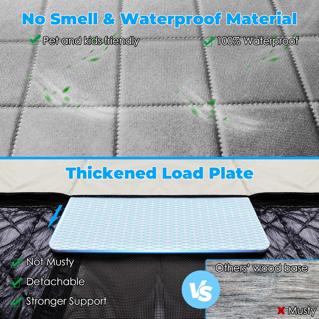 URPOWER Back Seat Extender for Dogs - Hard Bottom Dog Car Seat Cover Holds 400 lbs, Waterproof Dog Hammock Dogs Bed for Cars, SUVs & Small Trucks, Pet Backseat Protector with Mesh Window & Large Space