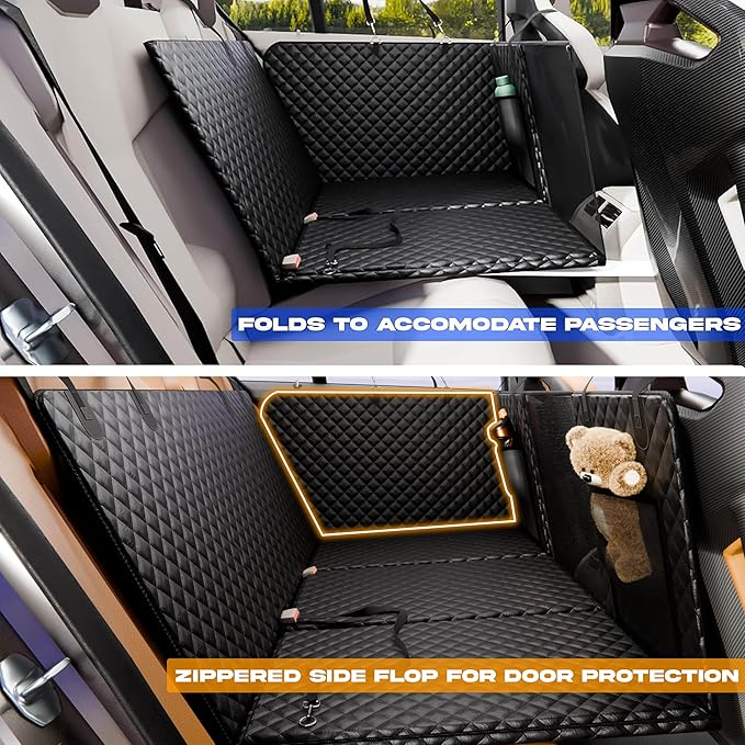 XL Dog Car Seat Cover for Back Seat, Back Seat Extender for Dogs with Hard Bottom Holds 450 lbs Dog Hammock for Car Pet Backseat Protector 100% Waterproof for Car, SUV, Truck