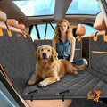 Hard Bottom Back Seat Extender for Dogs, Waterproof Dog Car Seat Cover, 420lb Support, 600D Heavy Duty Car Seat Protector Dog Hammock for Sedan, SUV, Small Truck(Black & Orange)