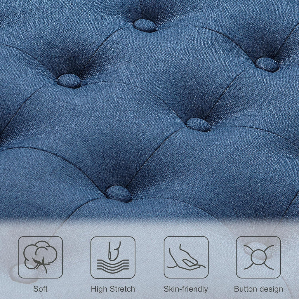 Ottoman with Storage,50.2-inch Upholstered End of Bed Storage Bench for Bedroom,for The Living Room,for Entryway, with Tray & Button and Safety Hinges,Detachable (Blue)