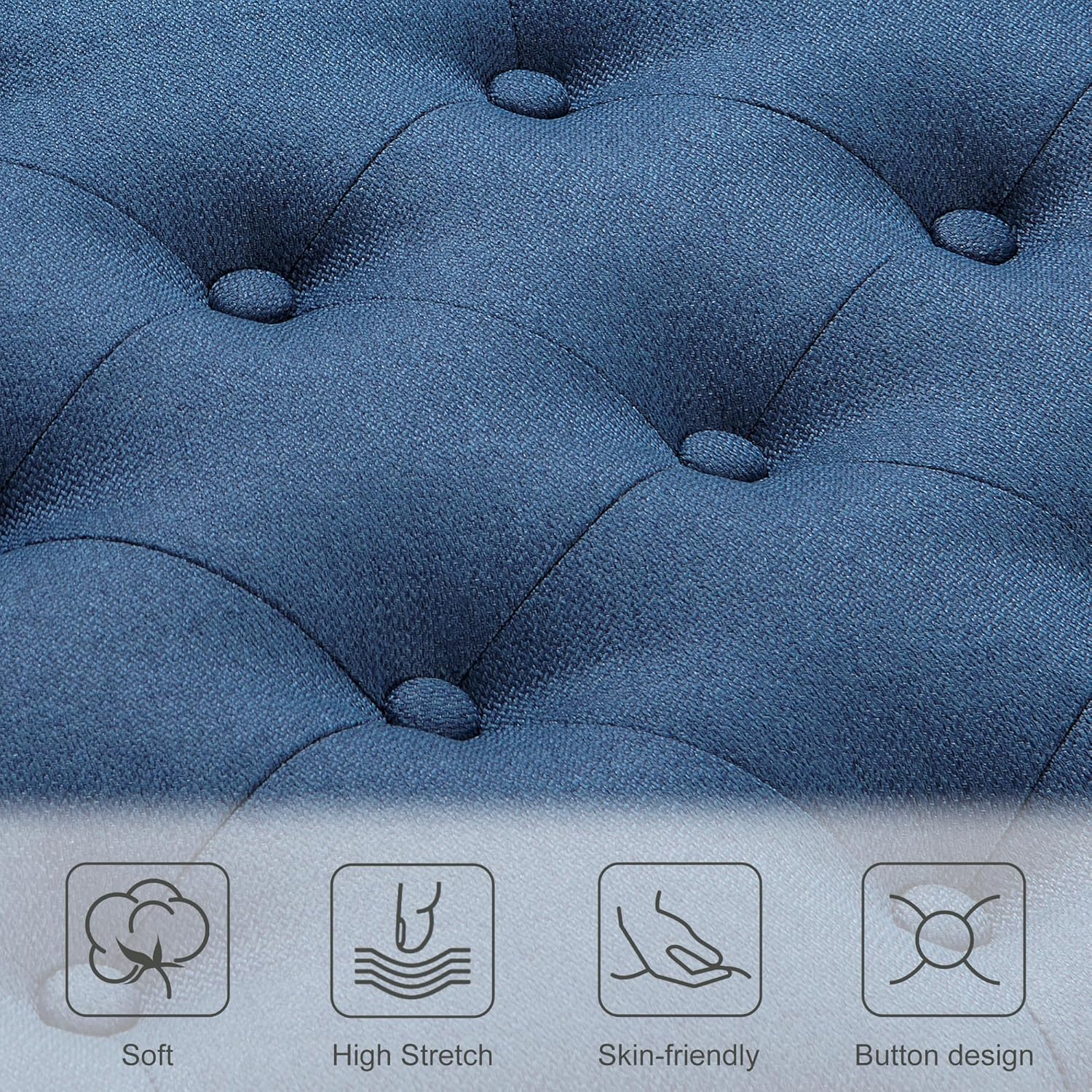 Ottoman with Storage,50.2-inch Upholstered End of Bed Storage Bench for Bedroom,for The Living Room,for Entryway, with Tray & Button and Safety Hinges,Detachable (Blue)