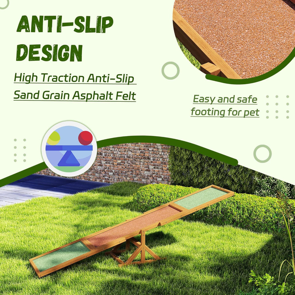 PawHut Wooden Dog Agility Seesaw for Training and Exercise, Platform Equipment Run Game Toy, Weather Resistant Pet Supplies, 83" L x 16" W x 14" H, Orange