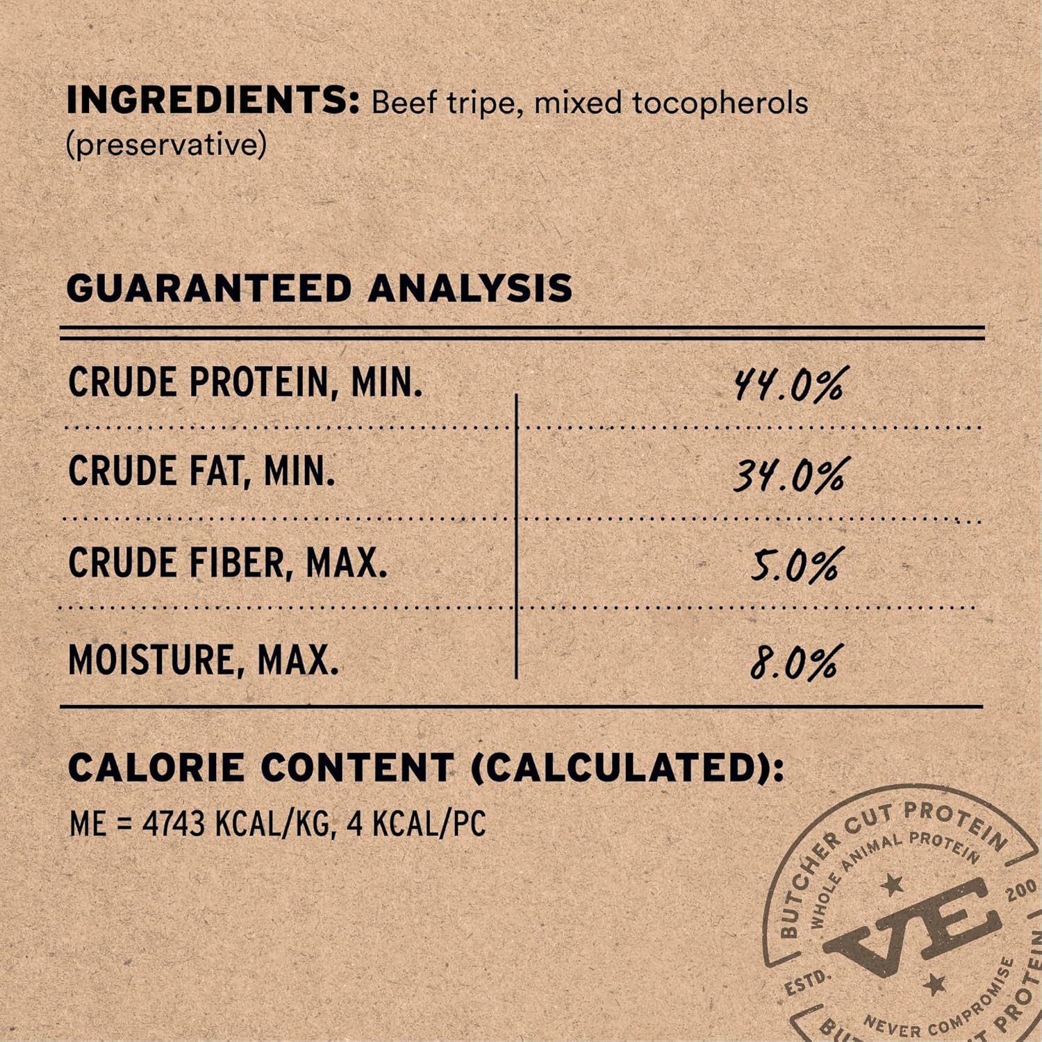Vital Essentials Beef Tripe Nibs Dog Treats, 14 oz | Freeze-Dried Raw | Single Protein | Premium Quality High Protein Training Treats | Grain Free, Gluten Free, Filler Free