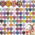 Reginary 72 Packs Halloween Dog Bandanas Bulk Pumpkin Ghost Pet Bandanas Triangle Scarf Bibs Adjustable Dogs Bandana for Halloween Thanksgiving