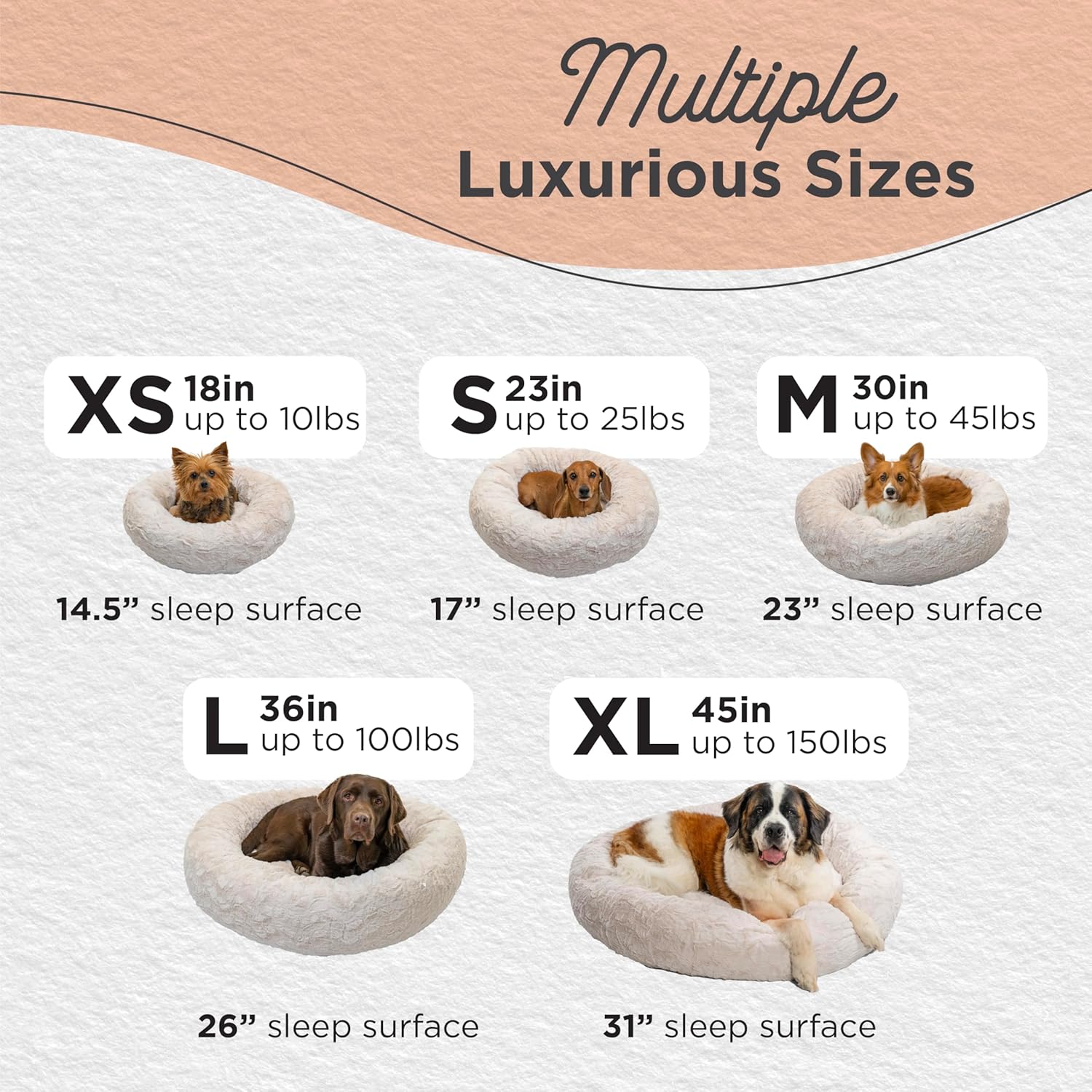 Best Friends by Sheri Original Calming Donut Dog and Cat Bed, Lux Faux Fur, Oyster, XL (45in x 45in) - Anxiety Relief for Pets Up to 150 lbs