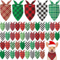 Weewooday 50 Pcs Christmas Dog Bandanas Bulk Xmas Red Green Buffalo Plaid Bandanas for Dogs Soft Bibs Adjustable Triangle Scarf for Small Medium Large Pets Costume (31.5 x 21.7 x 21.7 Inch)