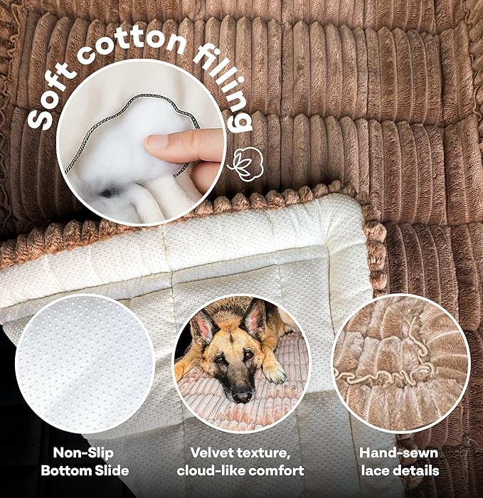 APetsPlanet Dog Bed for Car Back Seat Extender - Non-Slip Backseat Cushion for Dogs - Travel Plush Pet Mat Topper for Cars, Trucks, SUVs - Machine Washable Pad Blanket - Brown, 54" x 24.8"