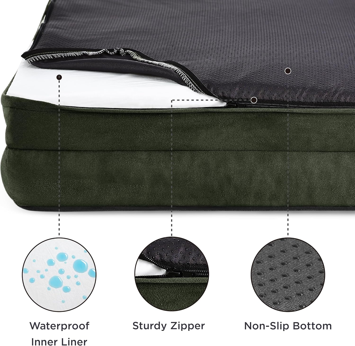 Bedsure XXL Orthopedic Dog Bed for Extra Large Dogs - Waterproof Giant Dog Cat Bed, Comfort Dogs Couch Sofa with Washable Removable Cover, Pet Bed with Nonskid Bottom, Boreal Canopy Green, 52"