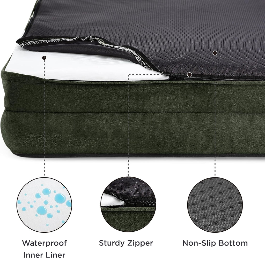 Bedsure XL Orthopedic Dog Bed for Extra Large Dogs - Waterproof XLarge Dog Cat Bed, Comfort Dogs Couch Sofa with Washable Removable Cover, Pet Bed with Nonskid Bottom, Boreal Canopy Green, 42"