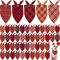 Weewooday 50 Pcs Christmas Dog Bandanas Bulk Xmas Red Buffalo Plaid Bandanas for Dogs Soft Bibs Adjustable Triangle Scarf for Small Medium Large Pets Costume (25.6 x 17.7 x 17.7 Inch)
