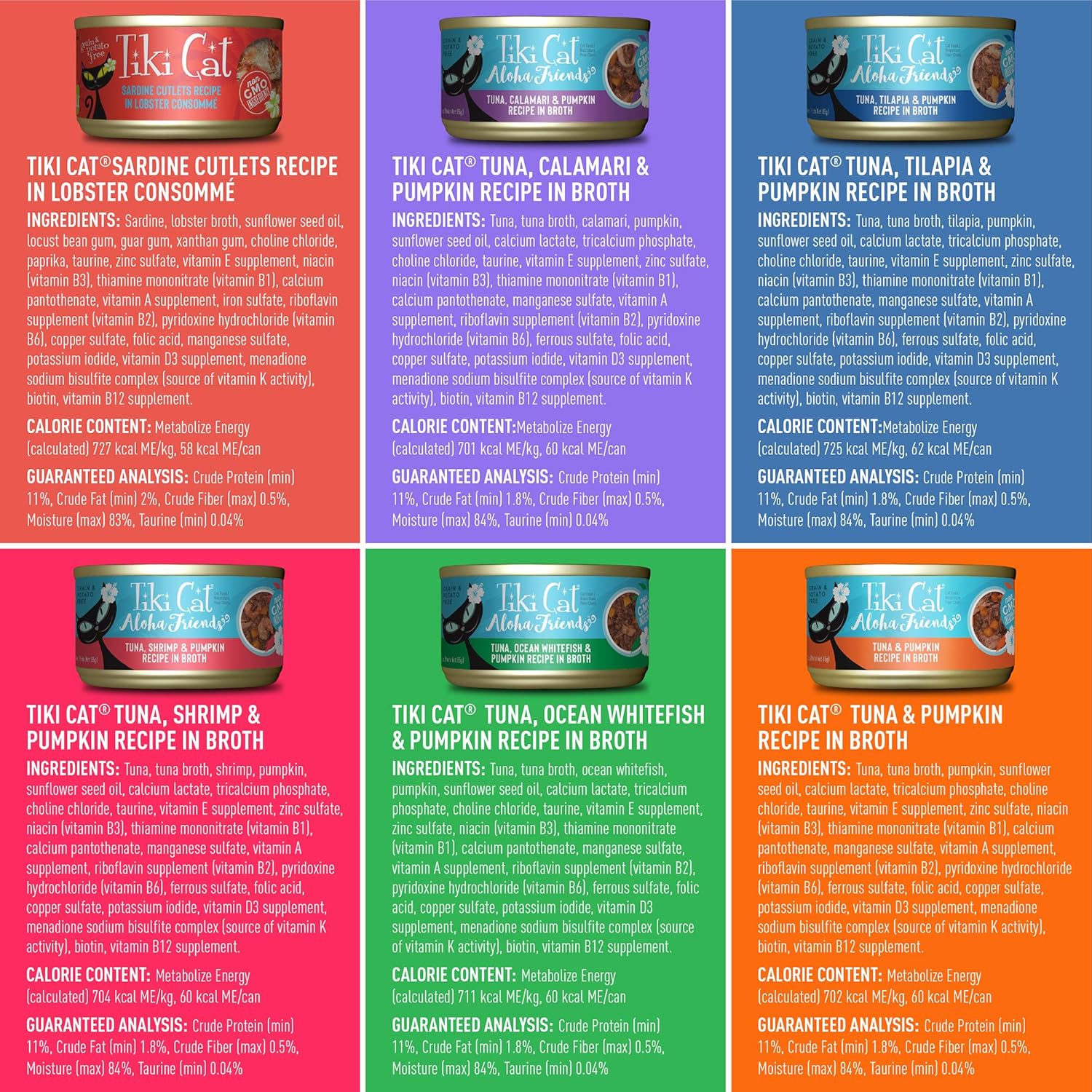 Tiki Cat Seafood Selects, Ultimate Variety Pack, 36 High Protein Servings with Real Flaked Fish, Wet Cat Food Mega Pack, 2.8 and 3 oz. Cans (Pack of 36)