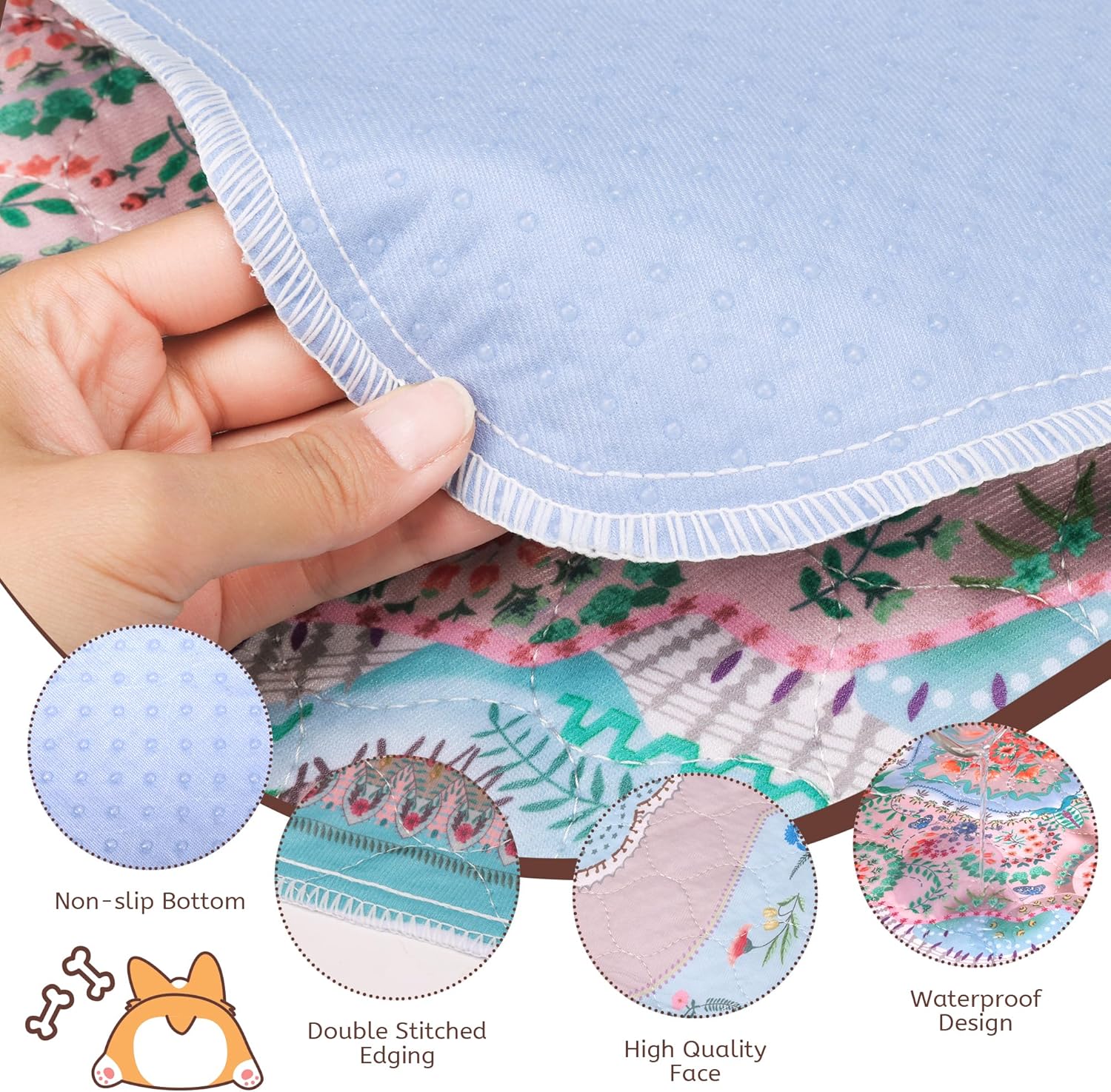 Washable Pee Pads for Dogs, 36"x41" 2 Pack Reusable Puppy Pads Pet Training Pads, Super Absorbent, 100% Waterproof Dog Pee Pads, Whelping, Housebreaking, Incontinence, for Playpen