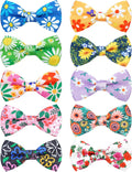 PET SHOW 10 Pack Floral Big Dog Bow Ties for Large Medium Dogs Sliding Collar Attachments Spring Bowties Sunflower Rose Bowknots Party Holiday Pet Grooming Accessories(Large)
