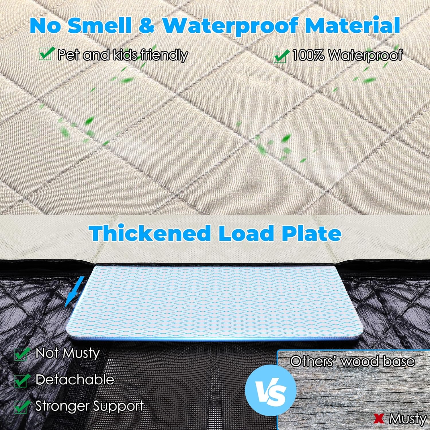 URPOWER XL Dog Back Seat Extender for Crew Cab Truck, Hard Bottom Dog Car Seat Cover Waterproof Dogs Car Hammock Pet Backseat Bed, Pet Truck Accessories for F150 / RAM 1500/ Tundra Crew Cab