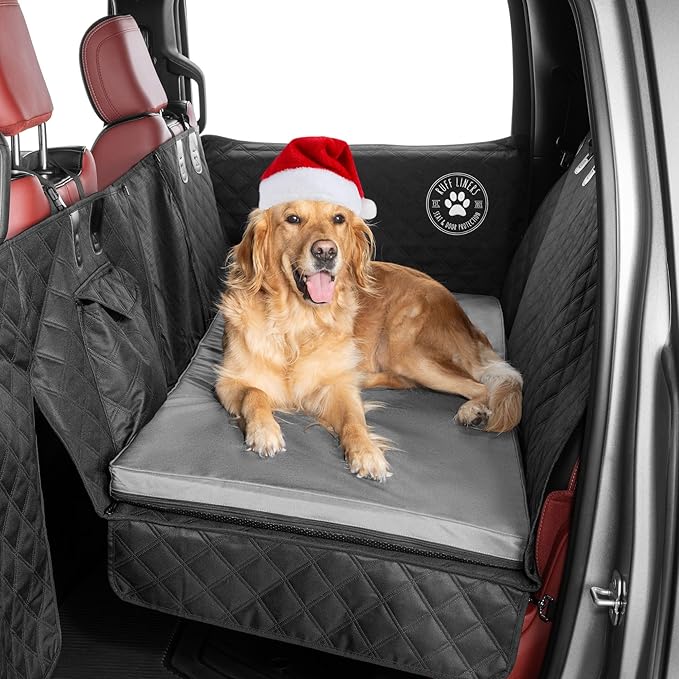 Ruff Liners Truck Back Seat Dog Bed Cushion, Extra Large Gray – As Seen on Shark Tank – for Large Seat Extender & XL Floor Cover – Waterproof, Machine-Washable – Backseat Dog Bed with Rebound Foam