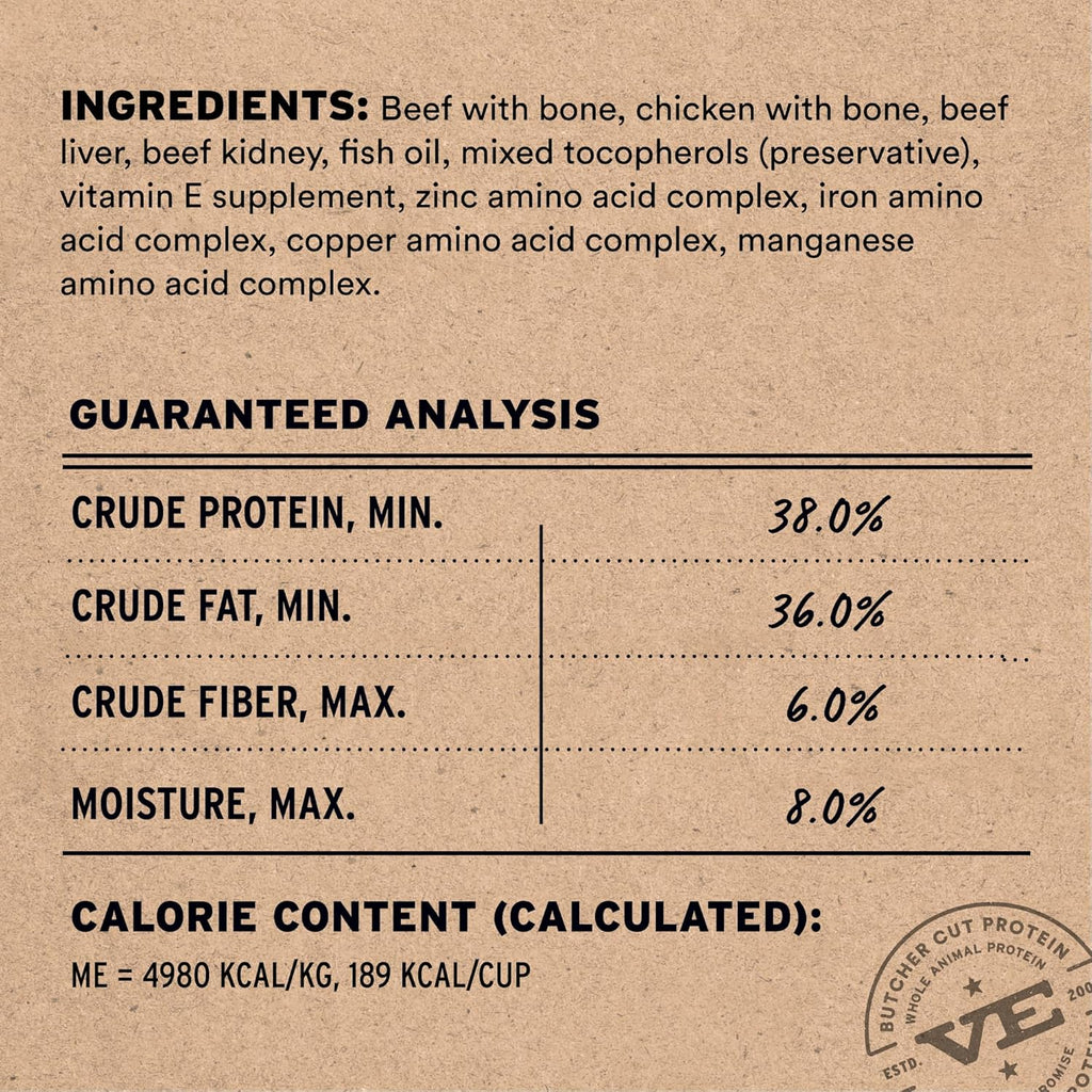 Vital Essentials Freeze-Dried Raw Beef & Chicken Meal or Mixer Cat Food Soft Nibs | 99% Beef, Chicken, Organs & Bone | 12 oz