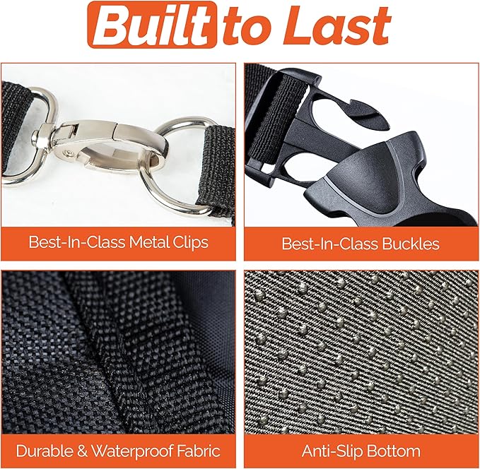 Dog Car Seat Cover for Back Seat, Hard Bottom Holds 500LBS, Back Seat Extender for Dogs for SUV, Car, Dog Seat Cover for Back Seat, Waterproof Backseat Pet Cover for Dogs, Mesh Window, Storage Pockets