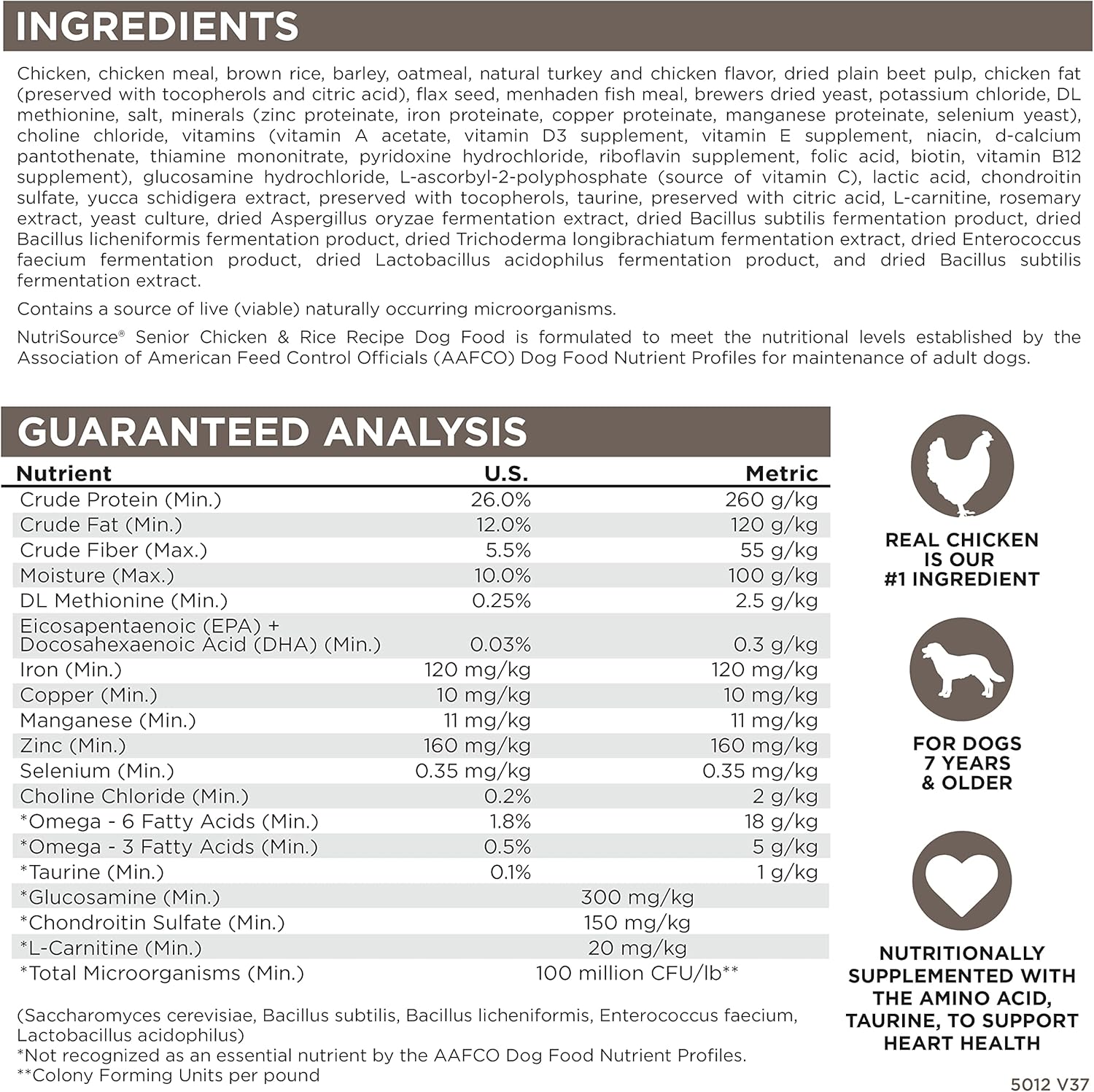 NutriSource Dry Dog Food for Seniors, Chicken and Rice, 26LB