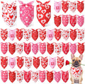 Weewooday 50 Pcs Dog Bandanas Bulk for Dogs Soft Bibs Adjustable Triangle pet Bandana for Small Medium Large Costume(Heart Pattern,25.6 x 17.7 x 17.7 Inch)