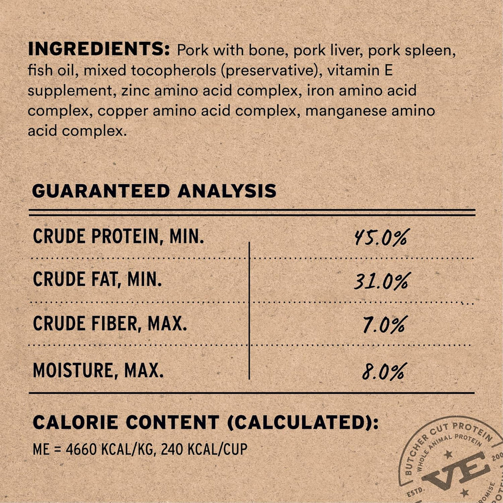 Vital Essentials Freeze-Dried Raw Pork Meal or Mixer Cat Food Crunchy Nibs, 12 oz