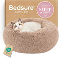 Bedsure Calming Cat Beds for Indoor Cats - Small Cat Bed Washable 20 inches, Anti-Slip Round Fluffy Plush Faux Fur Pet Bed, Fits up to 15 lbs Pets, Camel