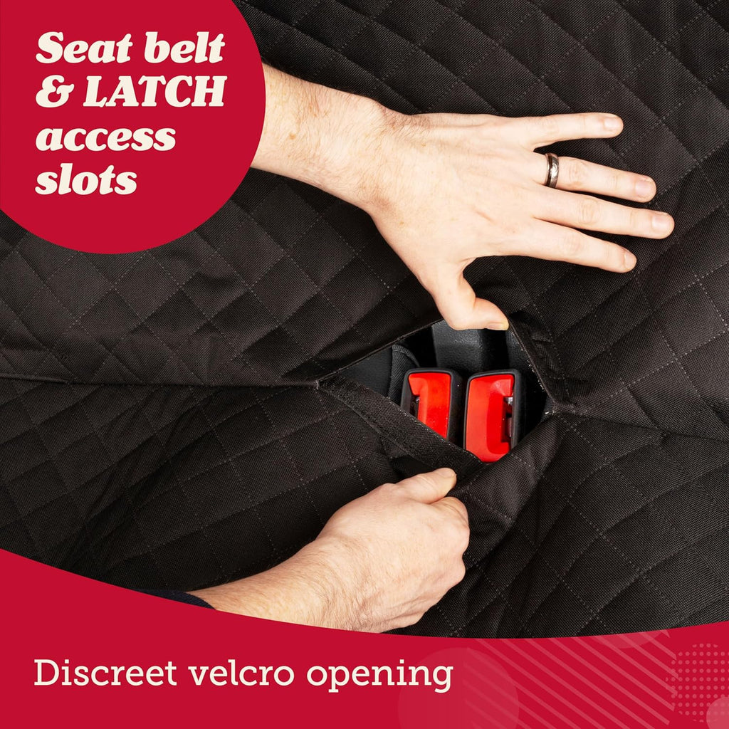 Lusso Gear Dog Car Seat Cover - Non-Slip Waterproof Back Bench Protector for SUV, Car, Truck - Basic Edition Black for Dogs - Camping Gear - Back Seat Covers for SUV