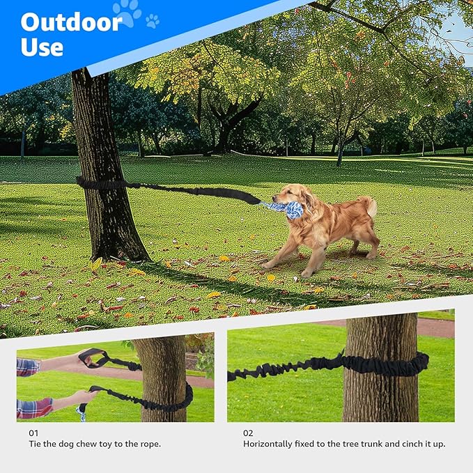LOOBANI Spring Pole Dog Rope Toys - Tug of War Dog Toy for Pitbull Medium to Large Dogs, Indoor Outdoor Use Bungee Hanging Exercise Ropes Muscle Builder Interactive Toys (Door Hanging Style)
