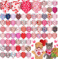 Reginary 72 Packs Valentine‘s Day Dog Bandanas Heart Adjustable Pet Bandanas Triangle Scarf Dog Bibs for Pet Costume Accessories (Heart)