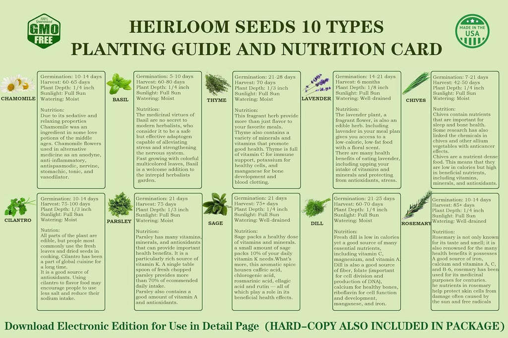 10 Herb Seeds Garden Starter Grow Kit with White Pots, Markers, Nutritional Soil, Watering, Herb Clipper, Complete Indoor Potted Plant Growing Set for Kitchen DIY