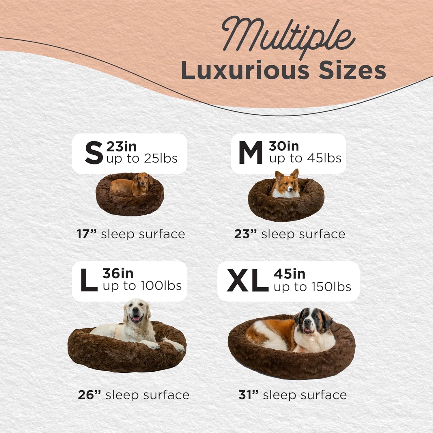 Best Friends by Sheri Original Calming Donut Dog and Cat Bed, Lux Faux Fur, Dark Brown, XL (45in x 45in) - Anxiety Relief for Pets Up to 150 lbs