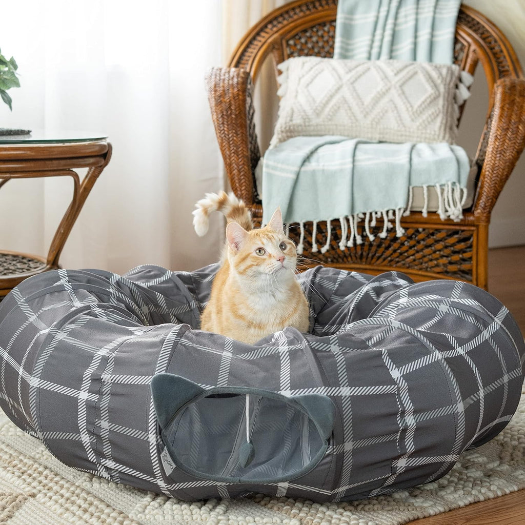 Kitty City Large Cat Tunnel Bed, Cat Bed, Pop Up Bed, Cat Toys, Gray