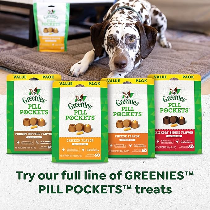 Greenies Pill Pockets for Dogs Small Size, Soft Dog Treats, Chicken Flavor, 3.2 oz. Pouch (30 Treats)