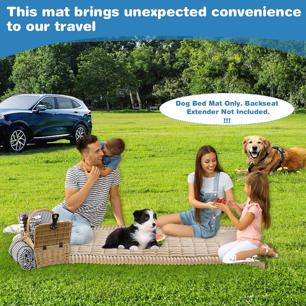 VClife Dog Bed Mat for Car, Anti Slip Pet Bed Travel Pad Comfortable Furry Dog Car Seat Cover for Backseat Extender, Washable Pet Cushion Bed Mat for Indoors & Outdoors (Brown, 59"×27.6")