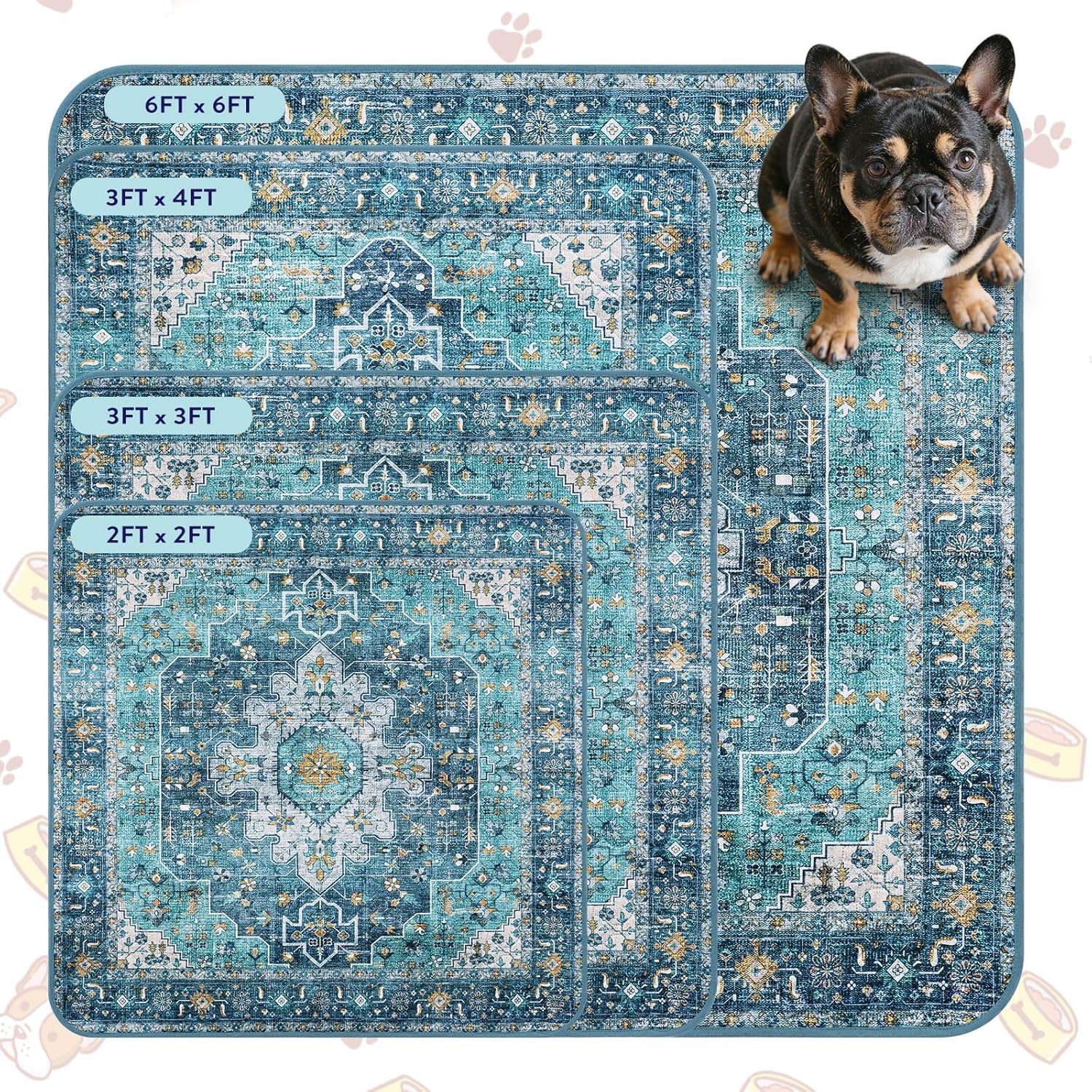 Lahome Super Absorbent & Leakproof Washable Dog Pee Pads - 2 Pack Value Set - Waterproof, Non-Slip Reusable Pads for Puppy Training, Crates & Whelping (24"x24", Blue)