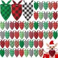 Weewooday 50 Pcs Christmas Dog Bandanas Bulk Xmas Red Green Buffalo Plaid Bandanas for Dogs Soft Bibs Adjustable Triangle Scarf for Small Medium Large Pets Costume (25.6 x 17.7 x 17.7 Inch)