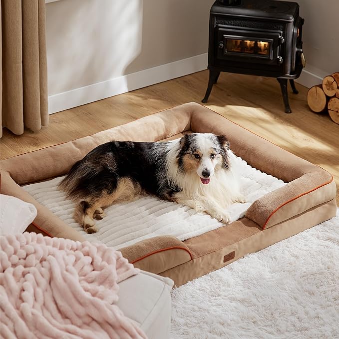 Bedsure Self Warming Dog Bed, Large Self Heating Dog Crate Pad, Thermal Extra Warm Puppy Mat Indoor, Non-Slip & Washable, Not Electric, 41" x 29", White