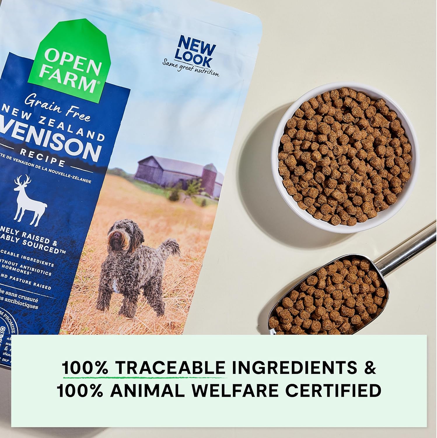 Open Farm, Grain-Free Dry Dog Food, Complete & Balanced Kibble, Sustainably & Ethically Sourced Ingredients, Non-GMO Veggies & Superfoods Support Overall Health, New Zealand Venison Recipe, 4lb Bag