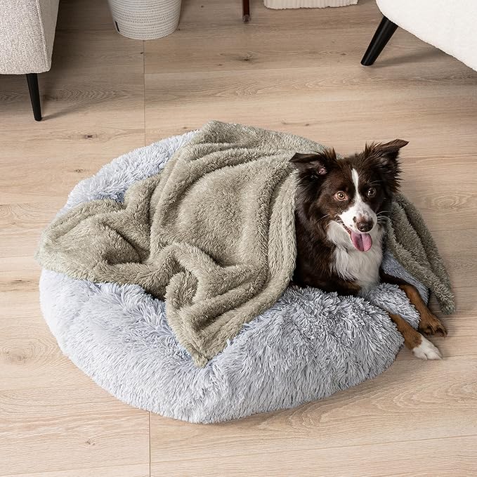 PetAmi Fluffy Waterproof Dog Blanket for Small Medium Dogs, Soft Warm Pet Sherpa Throw Pee Proof Couch Cover, Reversible Cat Puppy Bed Blanket Sofa Protector, Plush Washable Pad (Taupe Camel, 29x40)