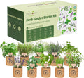 10 Indoor Herb Garden Kit- Burlap Pots, Organic Seeds, Herb Garden Planter Indoor Kit, Easy Window & Kitchen Herbs Growing Kit, Cilantro, Basil, Sage, Oregano, Parsley, Dill, Chives etc.