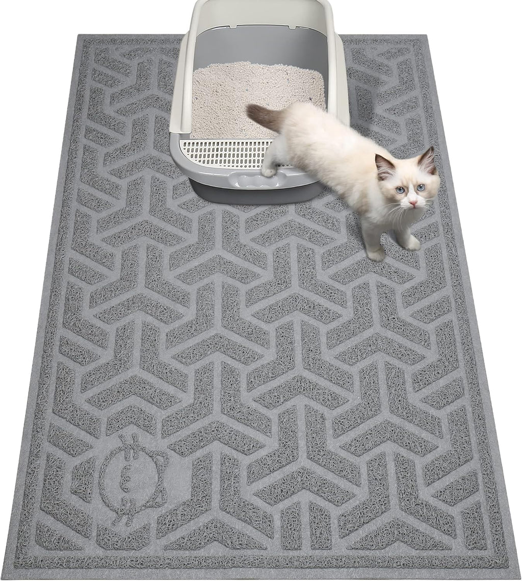 UPSKY Cat Litter Mat - Soft on Kitty Paws, Large Trapping Mat 35" x 24" for Scatter Control, Waterproof Extra Large Box Carpet