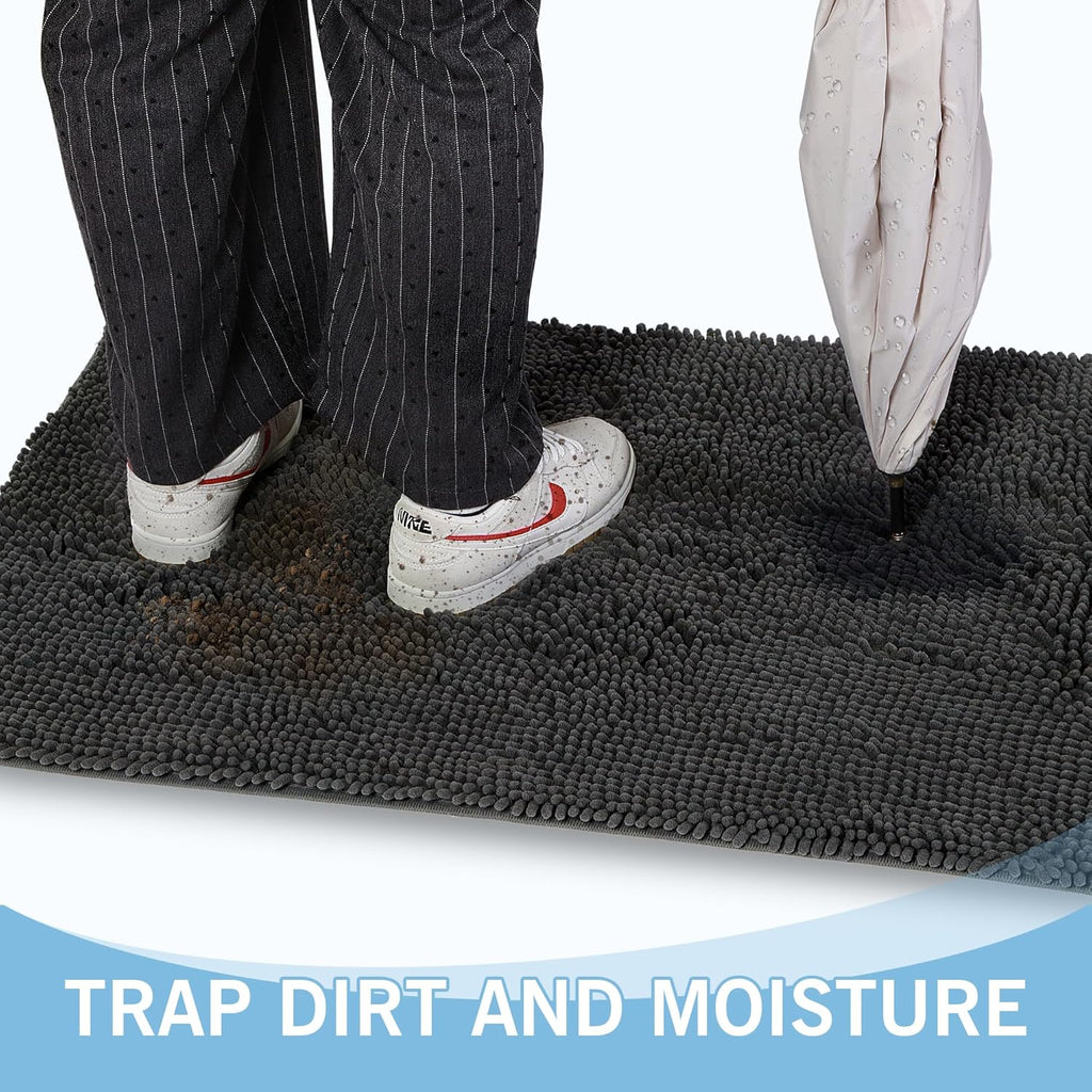 Amyracel Dirt Trapping Door Mat, 36" x 72" Large Absorbent Dog Door Mat for Muddy Paws, Quick Dry Non Slip Chenille Mud Mat for Dogs, Machine Washable Entry Indoor Entryway Rug for Inside Floor